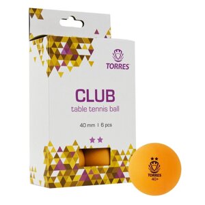 Мяч для настольного тенниса Torres Club 2* TT21013 6 шт, оранжевый