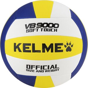 Мяч волейбольный Kelme 9806140-141, р. 5, 18 пан., синт. кожа (ПУ), клееный, бело-желто-синий