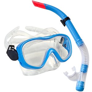 Набор для плавания маска+трубка Sportex E33109-1 синий, ПВХ)