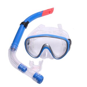 Набор для плавания маска+трубка Sportex E33110-1 синий, ПВХ)