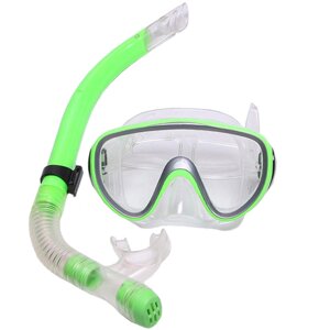 Набор для плавания маска+трубка Sportex E33110-2 зеленый, ПВХ)