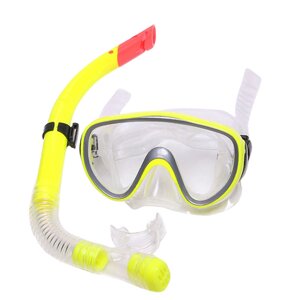 Набор для плавания маска+трубка Sportex E33110-3 желтый, ПВХ)