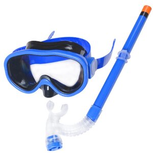 Набор для плавания маска+трубка Sportex E33114-1 синий, ПВХ)