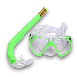 Набор для плавания взрослый Sportex маска+трубка (ПВХ) E41233 зеленый