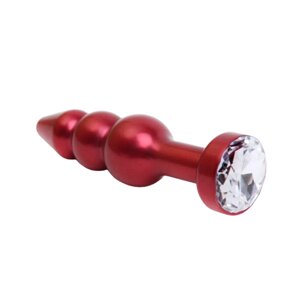 4Sexdream красная металлическая анальная пробка ёлочка с кристаллом в основании, 11.2х2.9 см (прозрачный)