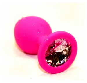 4Sexdream розовая силиконовая анальная пробка с кристаллом, 9.5х4 см (розовый)