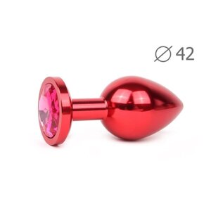 Anal Jewelry Plug Red Plug Large - Большая красная анальная пробка с кристаллом, 9.3х4.2 см (малиновый)