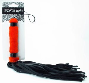 BDSM Light нежная плеть с красным мехом, 43 см (черный с красным)