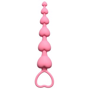 Lola Toys First Time анальная цепочка с сердечками Heart's Beads - Lola 18 см (розовый)