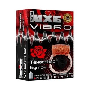 Luxe Vibro Техасский Бутон - эрекционное виброкольцо и презерватив (1 шт)