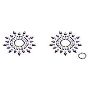 Petits Joujoux Gloria set of 2 - пэстис из кристаллов украшения на соски, 2 шт (чёрный с фиолетовым)