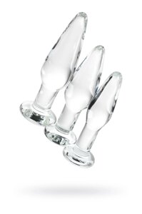 Sexus Glass - Набор стеклянных анальных втулок, 14/12,5/12 см,4/3,5/3 см