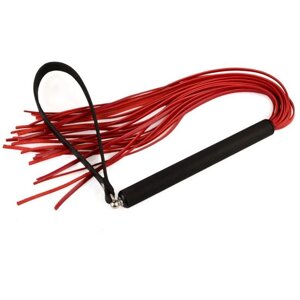 СК-Визит Mix - Красная кожаная плеть с чёрной рукояткой, 47 см