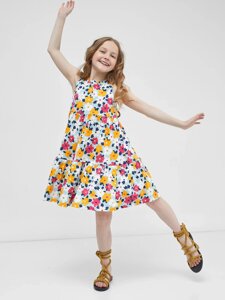 Хлопковое многоярусное платье для девочек