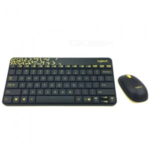 Комплект мыши и клавиатуры Logitech MK240 черный/жёлтый (920-008213)