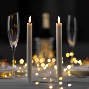 Набор светодиодных свечей, белые, 2 25 2 см, пластик, воск, батарейки ааах2 (не в комплекте), свечение теплое белое, 2 шт.