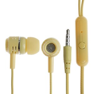 Наушники cb-52, проводные, вакуумные, микрофон, 1 м, jack 3.5 мм, желтые