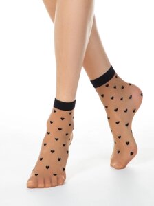 Носки женские Тонкие носки FANTASY с рисунком "сердечки"