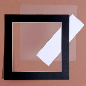 Паспарту размер рамки 20 20, прозрачный лист, клейкая лента, цвет черный