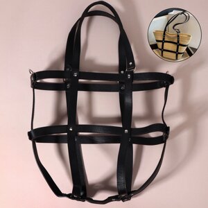 Портупея для сумки из искусственной кожи, 43 35 15 см, цвет черный/серебряный