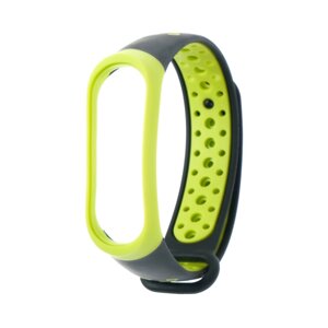 Ремешок для фитнес-браслета mi band 3/4 luazon, с перфорацией, черно-зеленый