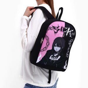 Рюкзак текстильный аниме, 38х14х27 см, цвет черный, розовый