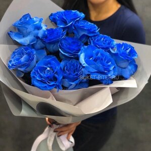 Синие Розы в Матовой упаковке LUX