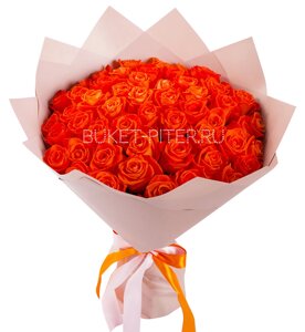 Яркие Оранжевые Розы в Упаковке