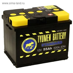 Аккумуляторная батарея Тюмень 55 Ач, обратная полярность 6СТ-55L, Standard