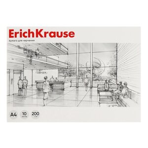 Альбом для черчения А4, 10 листов, блок 200 г/м²на клею, ErichKrause, без рамки