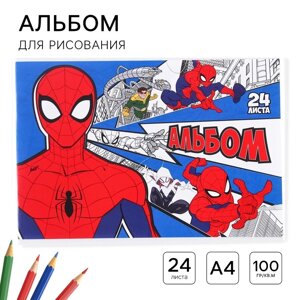 Альбом для рисования А4, 24 листа 100 г/м²на скрепке, Человек-паук