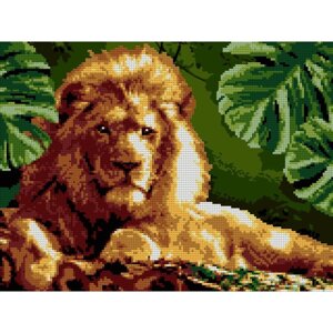 Алмазная мозаика 30 40 см, частичное заполнение) Мудрый лев»