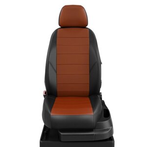 Авточехлы для Hyundai Creta 2 с 2021-н. в., джип, перфорация, экокожа, цвет фокс, чёрный