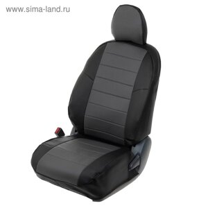 Авточехлы для Lada Granta, седан 40/60, 2012-2019, черный, серый, экокожа, набор
