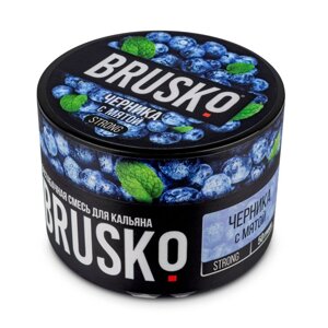 Бестабачная никотиновая смесь для кальяна Brusko "Черника с мятой", 50 г, strong