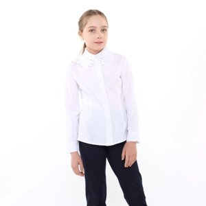 Блузка школьная для девочек, цвет белый, рост 158 см