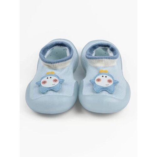 Ботиночки-носочки детские First Step Pure Star с дышащей подошвой, размер 23, цвет голубой