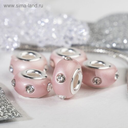 Бусина «Диоды», цвет светло-розовый в серебре