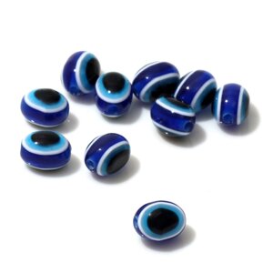Бусина «Глаз» овальный, 0,80,60,6 см, набор 10 шт. цвет синий