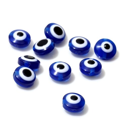 Бусина «Глаз» плоский, d=8 мм (набор 10 шт. цвет синий