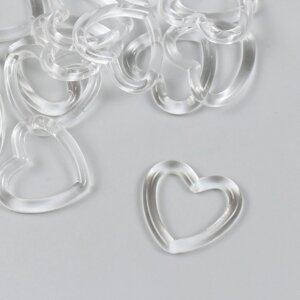 Бусины для творчества пластик "Прозрачные сердца" набор 20 шт 0,4х2,7х3 см