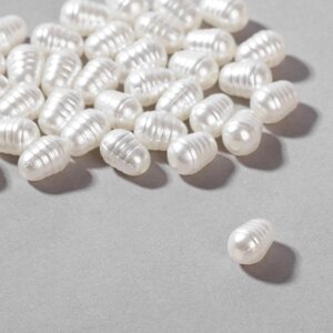 Бусины пластиковые "Жемчуг", набор 100 шт., 0,5 х 0,7 х 0,5 см, цвет белый