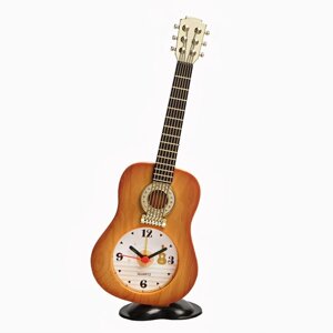 Часы - будильник настольные "Гитара", дискретный ход, циферблат d-5.5 см, 21.5 х 8.5 см, АА