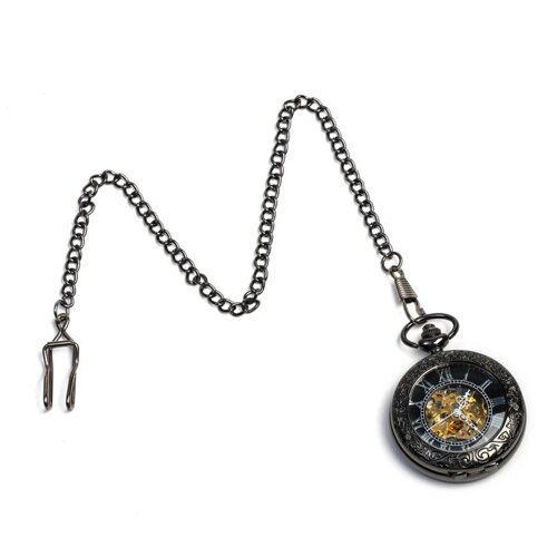 Часы карманные "Скелетон" механические, 5.5 х 4.5 см, d циферблата-4 см