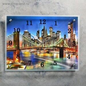 Часы-картина настенные, серия: Город, "Ночной город и архитектура", 30х40 см