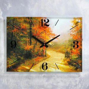 Часы-картина настенные, серия: Природа, "Осенняя дорога", 40х56 см