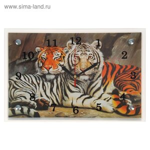 Часы-картина настенные, серия: Животный мир, "Тигры", 20х30 см