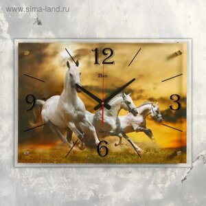 Часы настенные, интерьерные "Лошади" 40х56 см