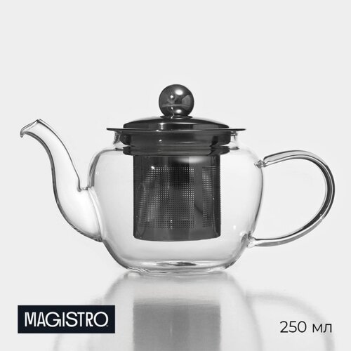Чайник стеклянный заварочный с металлическим ситом «Калиопа», 250 мл, 1589 см