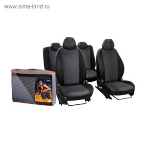 Чехлы для Renault Duster 15-16 "Лима", 11 пред., задн. спин. 1/3, жаккард-кожзам, черный